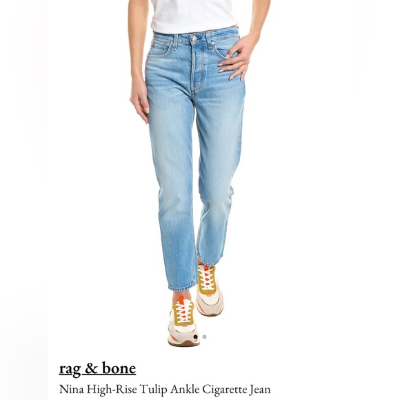 Rag and Bone. Nina high rise ankle cigarette. Button-fly 100% cotton Sz30, Tulip - Picture 3 of 16
